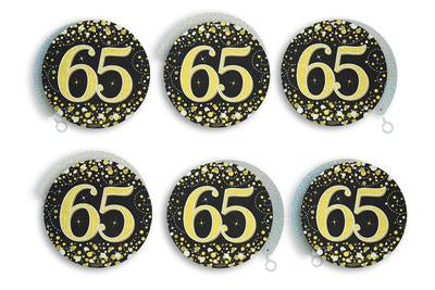 Sparkling Fizz Hanging Swirls 65th Black / Gold (6 Pack)