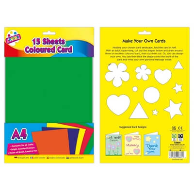 A4 Coloured Card (15 Sheets )