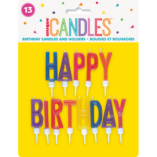 Happy Birthday Letter Candles in Holders