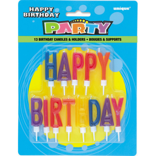 Happy Birthday Letter Candles in Holders