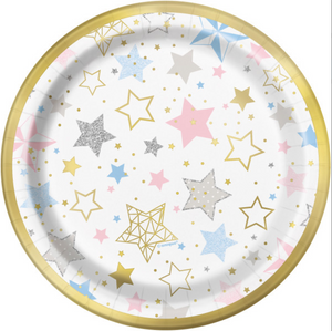 Twinkle Twinkle Little Star Round 7" Dessert Plates  - Foil Board (8 Pack)