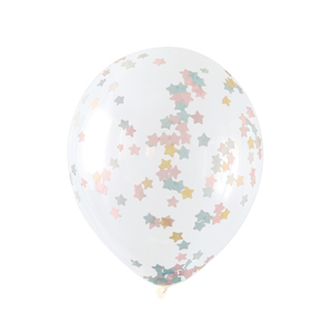 Clear Latex Balloons with Pink, Blue & Gold Star Confetti 16" (5 Pack)