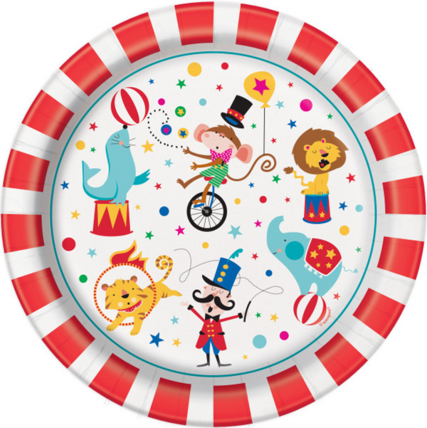 Circus Carnival Round 9" Dinner Plates (8 Pack)