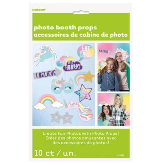 Foil Unicorn Photo Booth Props (10 Pack)