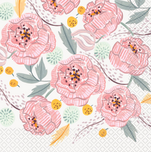 Painted Floral Luncheon Napkins (16 Pack)