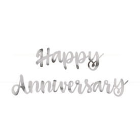 Silver Script Foil "Happy Anniversary" Banner