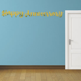 Gold Script Foil "Happy Anniversary" Banner