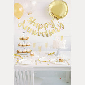 Gold Script Foil "Happy Anniversary" Banner