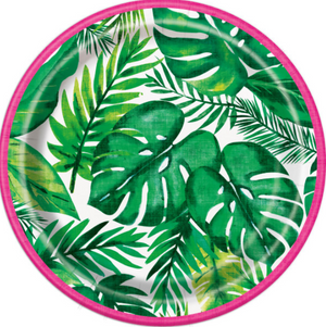 Palm Tropical Luau Round 7" Dessert Plates (8 Pack)