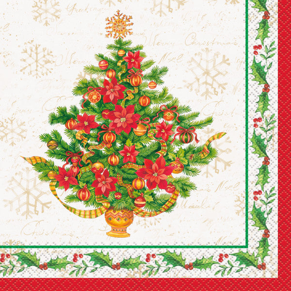Festive Poinsettia Christmas Luncheon Napkins (16 pack)