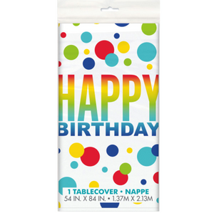 Rainbow Spots Birthday Rectangular Plastic Table Cover (54"x84")