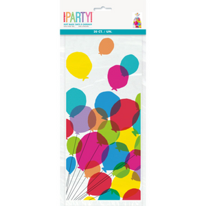 BALLOONS & RAINBOW CELLOPHANE BAGS 5X11 IN (20 Pack)