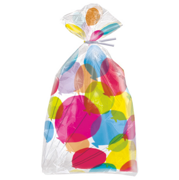 BALLOONS & RAINBOW CELLOPHANE BAGS 5X11 IN (20 Pack)