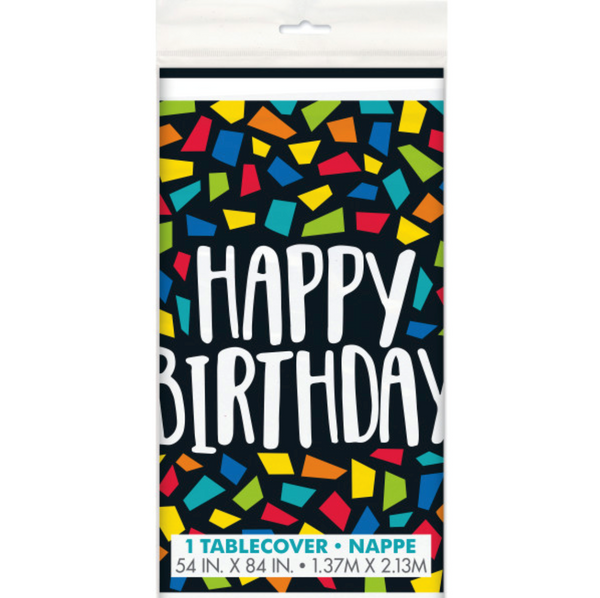 Colorful Mosaic Birthday Rectangular Plastic Table Cover (54"x84")
