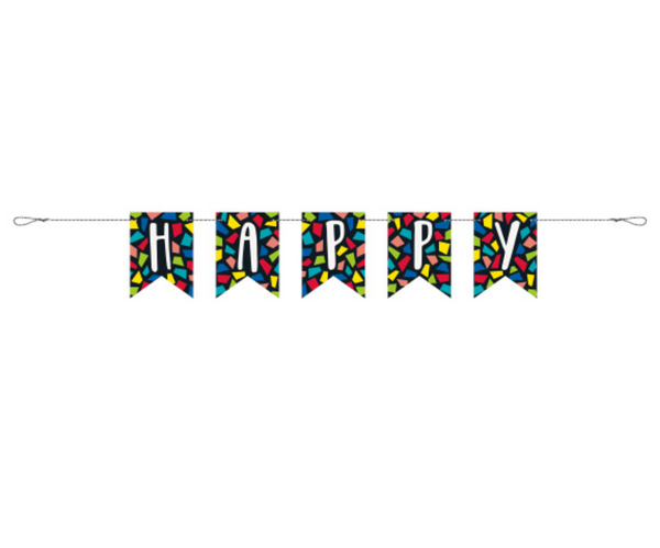 Colorful Mosaic Birthday Pennant Banner (9 ft)
