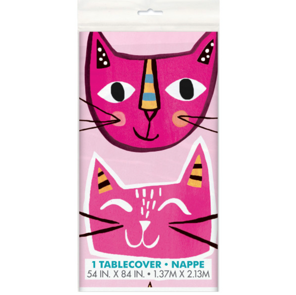 Pink Cat Rectangular Plastic Table Cover (54"x84")