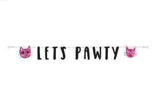 Pink Cat "Let's Pawty" Banner (6 ft)