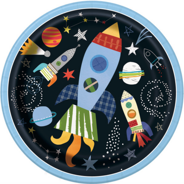 Outer Space Round 9" Dinner Plates (8 Pack)