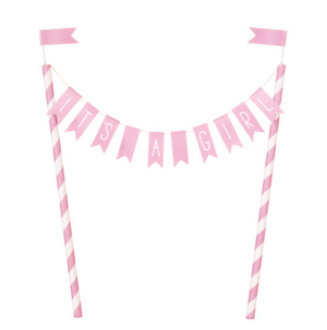 Baby Shower Bunting 'It's A Girl' Cake Topper