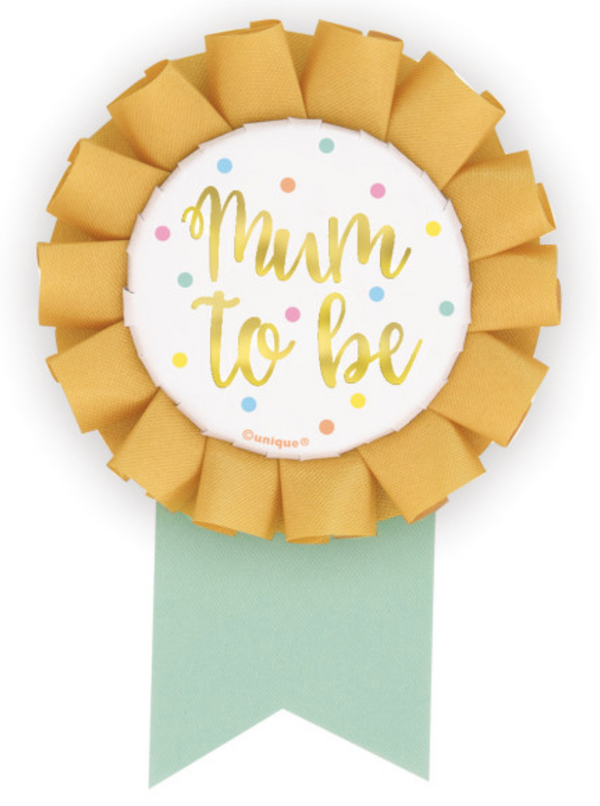 "Mum To Be" Gold and Confetti Baby Shower Badge