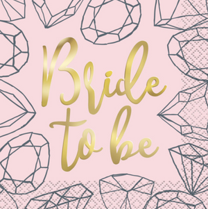 Pink Diamond Bachelorette Party Beverage Napkins - Foil Stamped (16 Pack)
