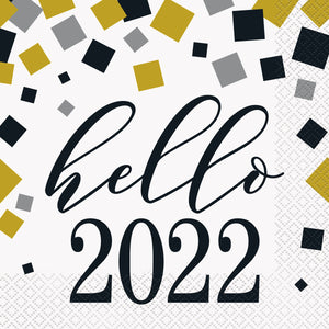 Gold Silver New Year 2022 Luncheon Napkins (16 pack)