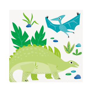 Blue & Green Dinosaur Beverage Napkins (16 Pack)