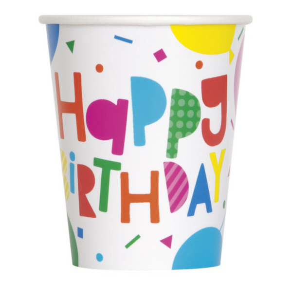 Colorful Balloons 9oz Paper Cups (8 pack)