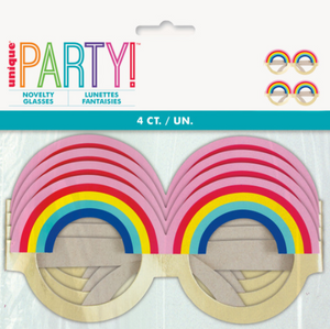 Foil Rainbow Paper Party Novelty Glasses  (4 Pack)