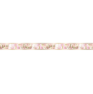 Foil Pink Gingham 1st Birthday Banner- Long Fold (12 ft)