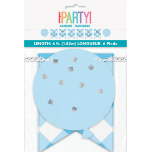 Blue Gingham 1st Birthday Pennant Banner (6 ft)