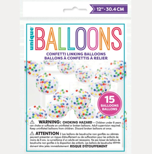 12"" Confetti Latex Balloon Garland Kit (15 Pack)