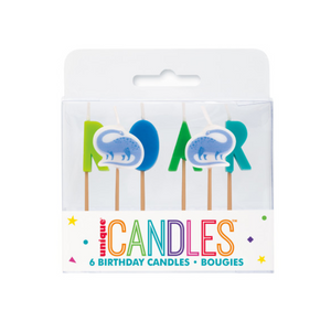 Blue & Green Dinosaur Pick Birthday Candles (6 pack)