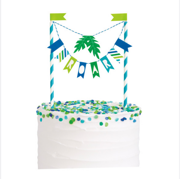 Blue & Green Dinosaur Bunting Cake Topper