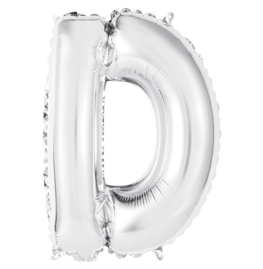 Silver Letter D Shaped Foil Balloon (14")