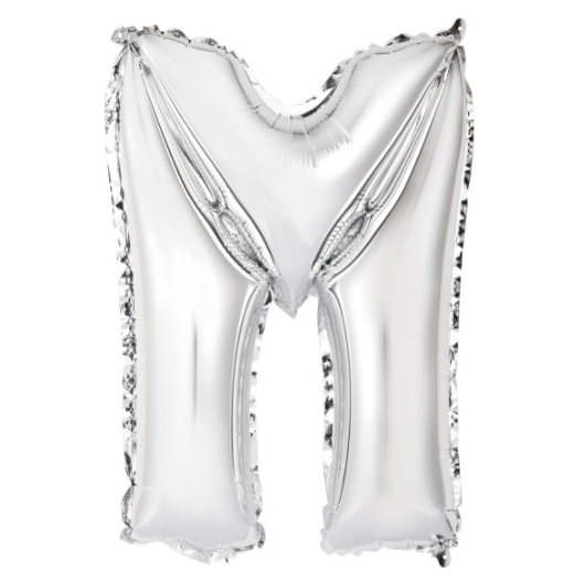 Silver Letter M Shaped Foil Balloon (14"")