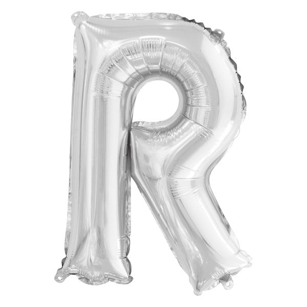 Silver Letter R Shaped Foil Balloon (14"")