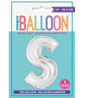 Silver Letter S Shaped Foil Balloon (14")