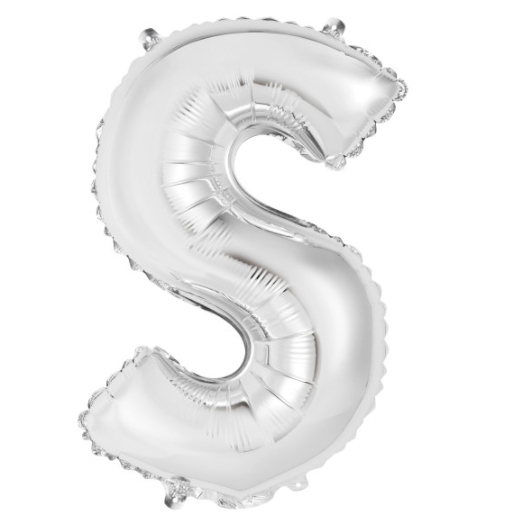 Silver Letter S Shaped Foil Balloon (14")