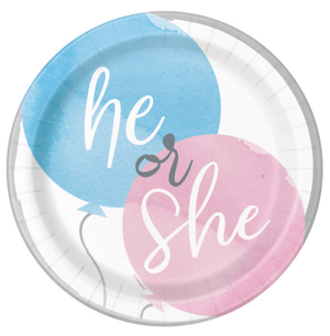 Gender Reveal Party Round 7" Dessert Plates (8 Pack)