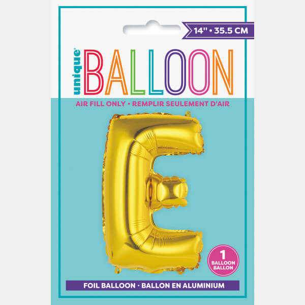 Gold Letter E Shaped Foil Balloon (14"")