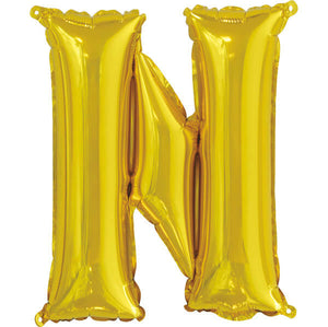 Gold Letter N Shaped Foil Balloon (14"")