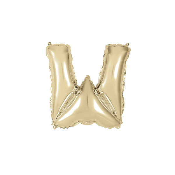 Gold Letter W Shaped Foil Balloon (14"")