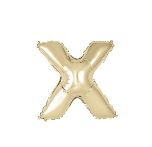 Gold Letter X Shaped Foil Balloon Packaged (14")
