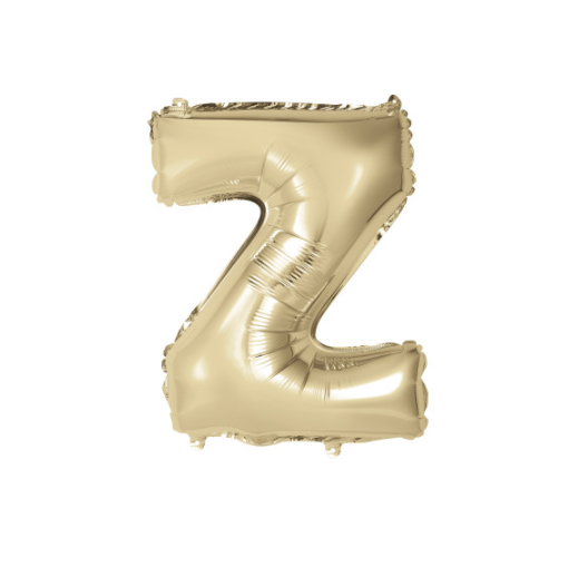 Gold Letter Z Shaped Foil Balloon Packaged (14")