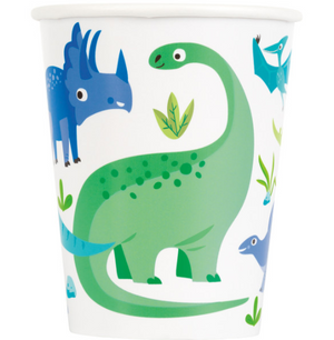 Blue & Green Dinosaur 9oz Paper Cups (8 Pack)
