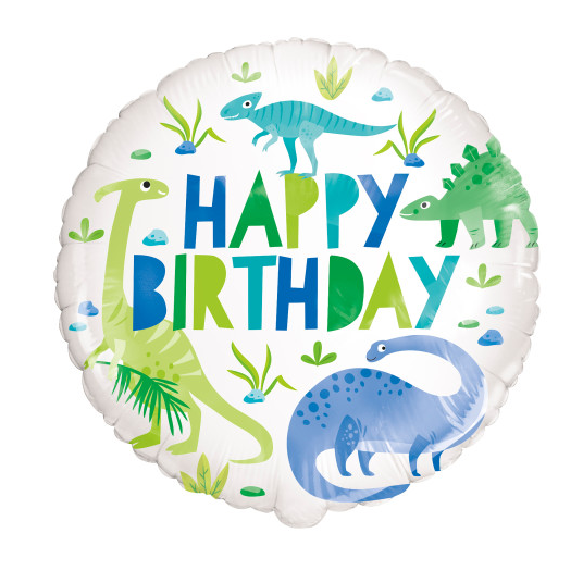 Blue & Green Dinosaur Round Foil Balloon (18"")