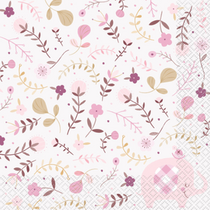 Pink Floral Elephant Luncheon Napkins (16 Pack)