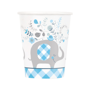 Blue Floral Elephant 9oz Paper Cups (8 pack)