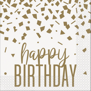 Confetti Gold Birthday Luncheon Napkins (16 Pack)